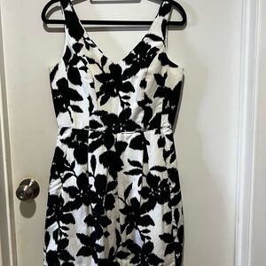 White House Black Market Black and White Floral Midi Dress